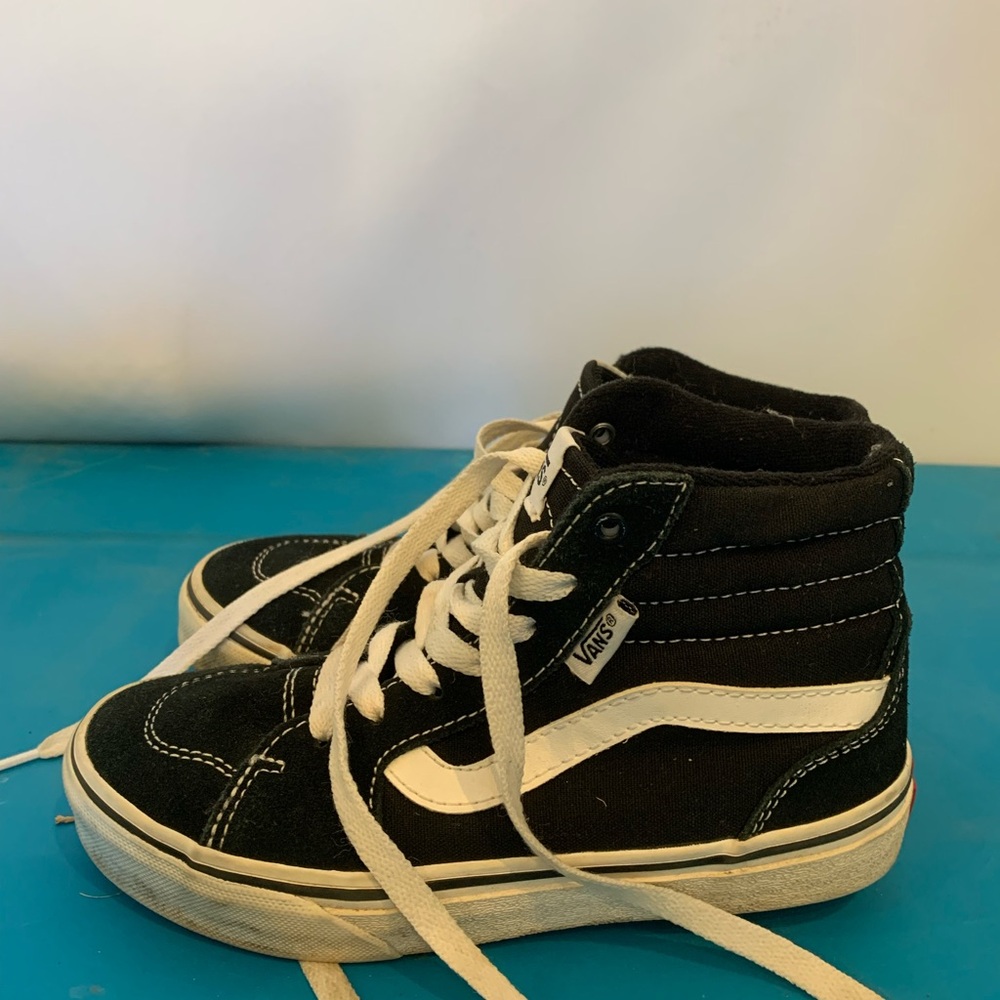 Vans Kids Black and White High-Top Sneakers